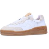Manfield - Leren Sneakers - Wit/Beige - Leer