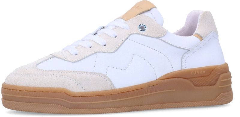 Manfield - Leren Sneakers - Wit/Beige - Leer