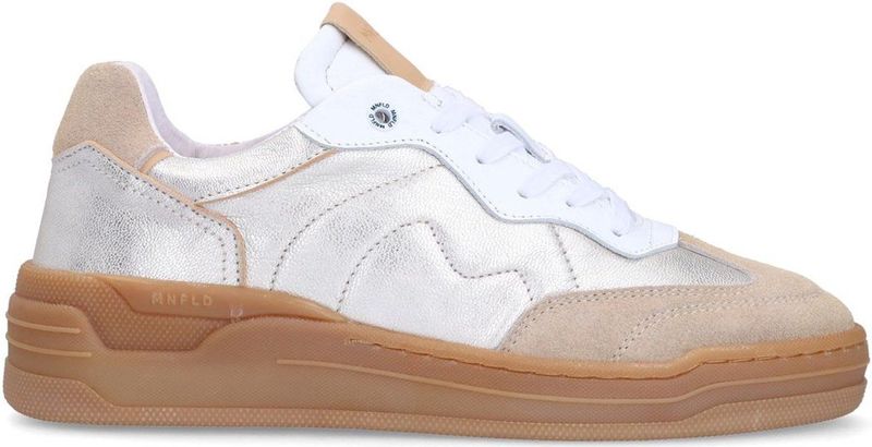 Manfield - Sneakers - Grijs - Suède - Zilver - Beige Details