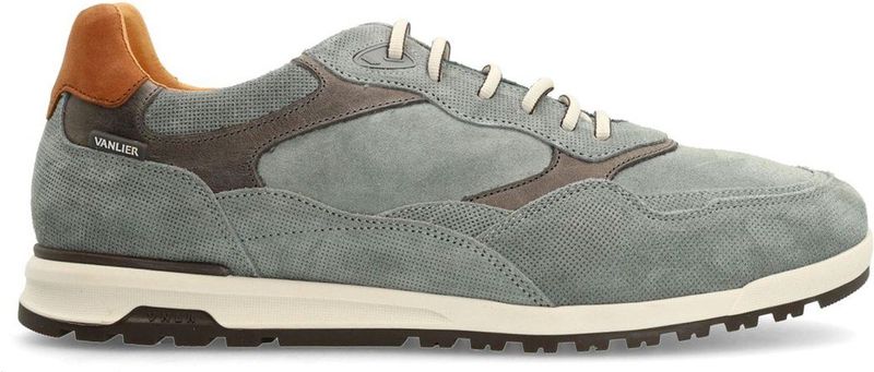 Van Lier - Heren Sneakers - Grijs - Suède - Leren Details