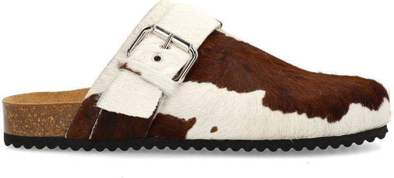 Manfield - Cow Clogs met Gesp - Bruin - Natuurlijk Materiaal