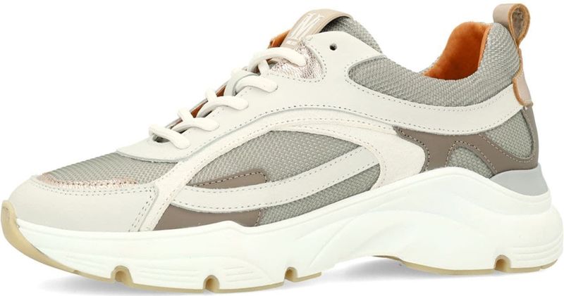 Manfield - Sneakers - Grijs - Suède - Met Taupe Details