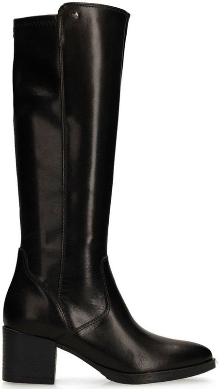 Manfield - Hoge Laarzen - Zwart - Leren - Met Hak