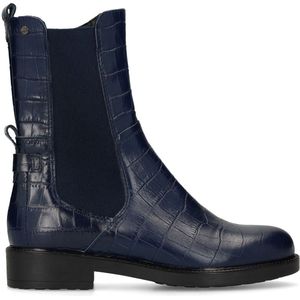 No Stress - Chelsea Boots - Navy Blauw - Leren - Met Croco Details