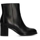 No Stress - Zwarte Leren Enkellaarsjes - Met Hak - 6 cm
