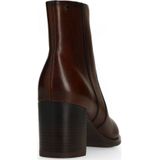 Manfield - Donkerbruin - Enkellaarsjes - Leren - Blokhak 8 cm
