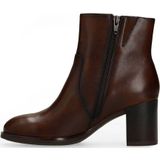 Manfield - Donkerbruin - Enkellaarsjes - Leren - Blokhak 8 cm