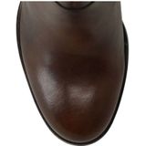 Manfield - Donkerbruin - Enkellaarsjes - Leren - Blokhak 8 cm