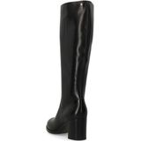 Manfield - Zwarte Leren Laarzen met Hak - Dames - 42 EU