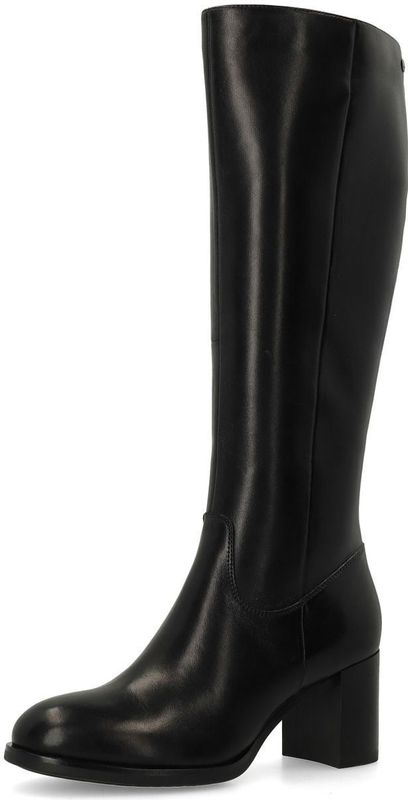 Manfield - Zwarte Leren Laarzen met Hak - Dames - 42 EU