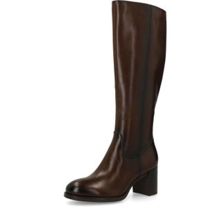 Manfield - Bruine Leren Laarzen met Hak - Dames - 37 EU