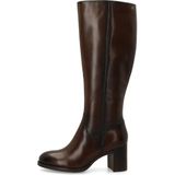 Manfield - Bruine Leren Laarzen met Hak - Dames