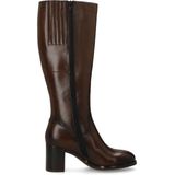 Manfield - Bruine Leren Laarzen met Hak - Dames