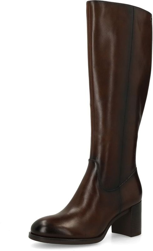 Manfield - Bruine Leren Laarzen met Hak - Dames