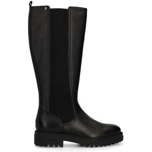 No Stress - Zwarte Leren Laarzen - Met Elastiek - Knielaarzen
