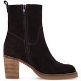 Manfield - Bruine Enkellaarsjes - Suède - Blokhak 8 cm