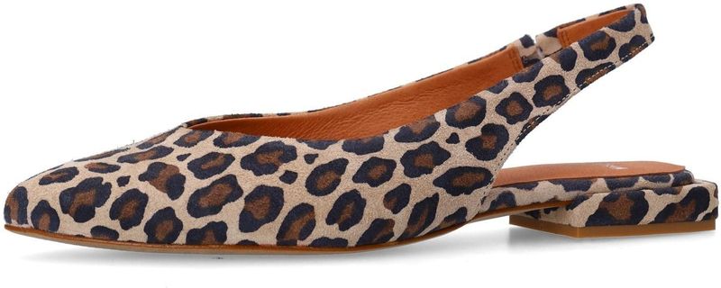 Manfield - Leopard Suède Slingbacks - Leopard - Suède - Platte Hak 2 cm