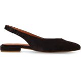 Manfield - Bruine Slingbacks - Suède - Puntige Neus - Elastische Inzetstukken