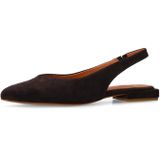 Manfield - Bruine Slingbacks - Suède - Puntige Neus - Elastische Inzetstukken