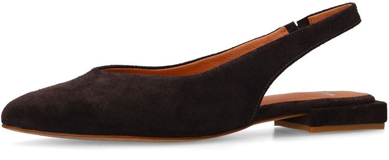 Manfield - Bruine Slingbacks - Suède - Puntige Neus - Elastische Inzetstukken