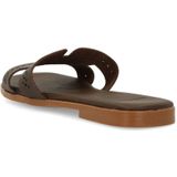 Manfield - Bruine Leren Sandalen - Dames - Unieke Details