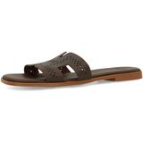 Manfield - Bruine Leren Sandalen - Dames - Unieke Details