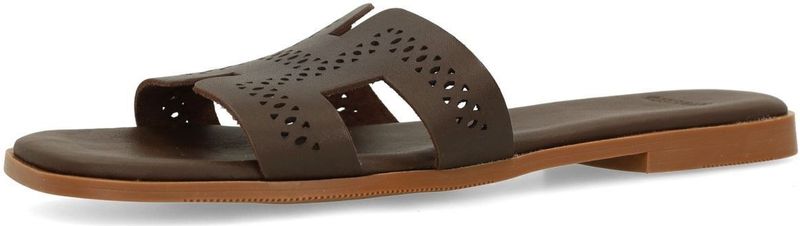 Manfield - Bruine Leren Sandalen - Dames - Unieke Details