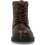 Manfield - Taupe - Leren Veterschoenen - Heren - Enkellaarsjes