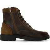 Manfield - Taupe - Leren Veterschoenen - Heren - Enkellaarsjes