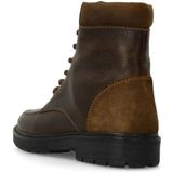 Manfield - Taupe - Leren Veterschoenen - Heren - Enkellaarsjes