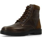 Manfield - Taupe - Leren Veterschoenen - Heren - Enkellaarsjes