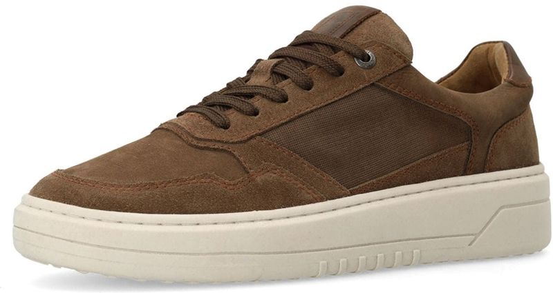 Manfield - Sneakers - Nubuck - Leer - Platte Zool - Vetersluiting
