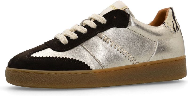 Manfield - Sneakers - Goud - Leer/Suède - Rubber Zool