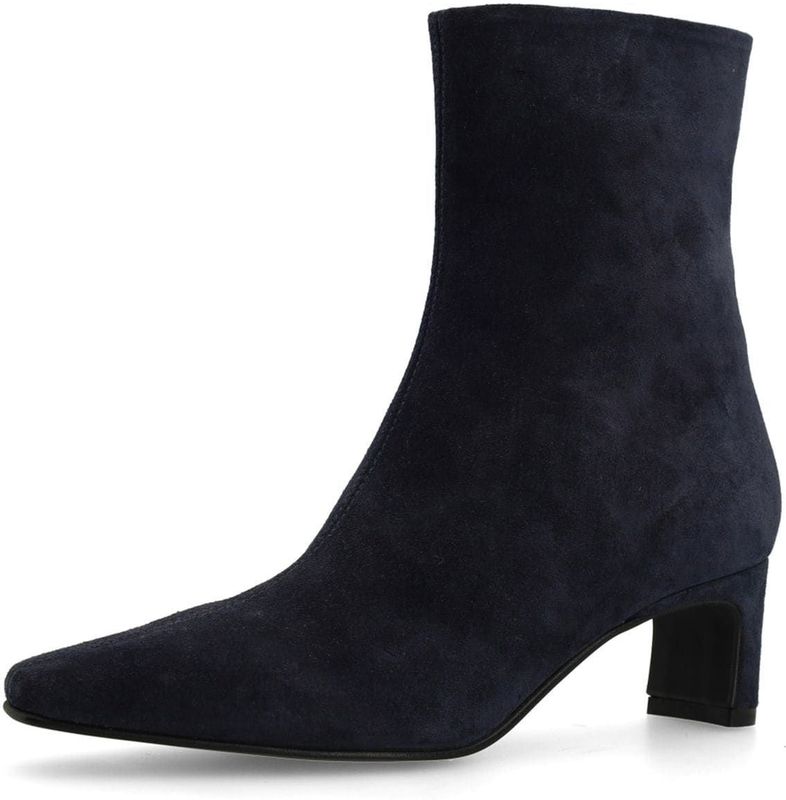 Manfield - Enkellaarsjes - Donkerblauw - Suède - Hak 5 cm