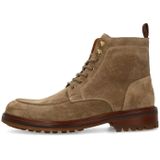 Manfield - Taupe Suède Veterschoenen - Heren - Enkellaarsjes