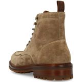 Manfield - Taupe Suède Veterschoenen - Heren - Enkellaarsjes