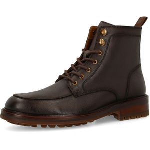 Manfield - Bruine Leren Veterschoenen - Heren - 41 EU