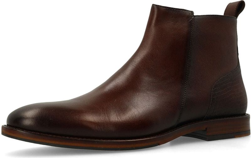 Manfield - Leren Enkelboots - Bruin - Enkellaarsjes