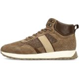 Manfield - Taupe Suède Veterschoenen - Heren - Met Witte Zool - 3 cm Dikke Zool
