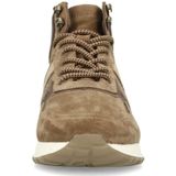 Manfield - Taupe Suède Veterschoenen - Heren - Met Witte Zool - 3 cm Dikke Zool