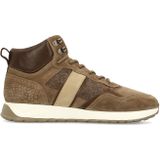 Manfield - Taupe Suède Veterschoenen - Heren - Met Witte Zool - 3 cm Dikke Zool