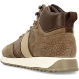 Manfield - Taupe Suède Veterschoenen - Heren - Met Witte Zool - 3 cm Dikke Zool