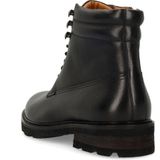Manfield - Zwarte Leren Veterschoenen - Enkellaarsjes