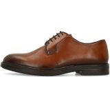 Manfield - Cognac Leren Veterschoenen - Derby Vetersluiting - Donkerbruine Hak