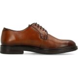 Manfield - Cognac Leren Veterschoenen - Derby Vetersluiting - Donkerbruine Hak