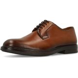 Manfield - Cognac Leren Veterschoenen - Derby Vetersluiting - Donkerbruine Hak