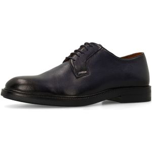 Manfield - Leren Veterschoenen - Zwart