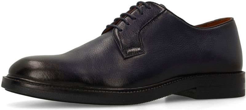 Manfield - Leren Veterschoenen - Zwart