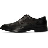 Manfield - Leren Veterschoenen - Zwart