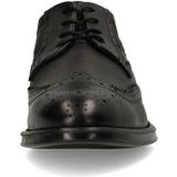 Manfield - Leren Veterschoenen - Zwart